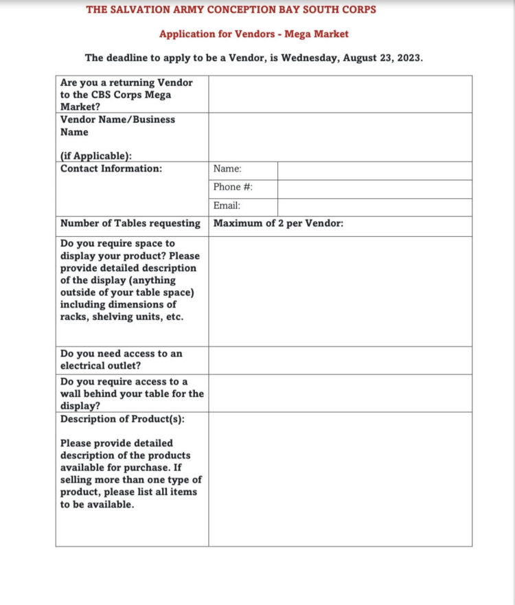 Events Salvation Army Conception Bay South Corps