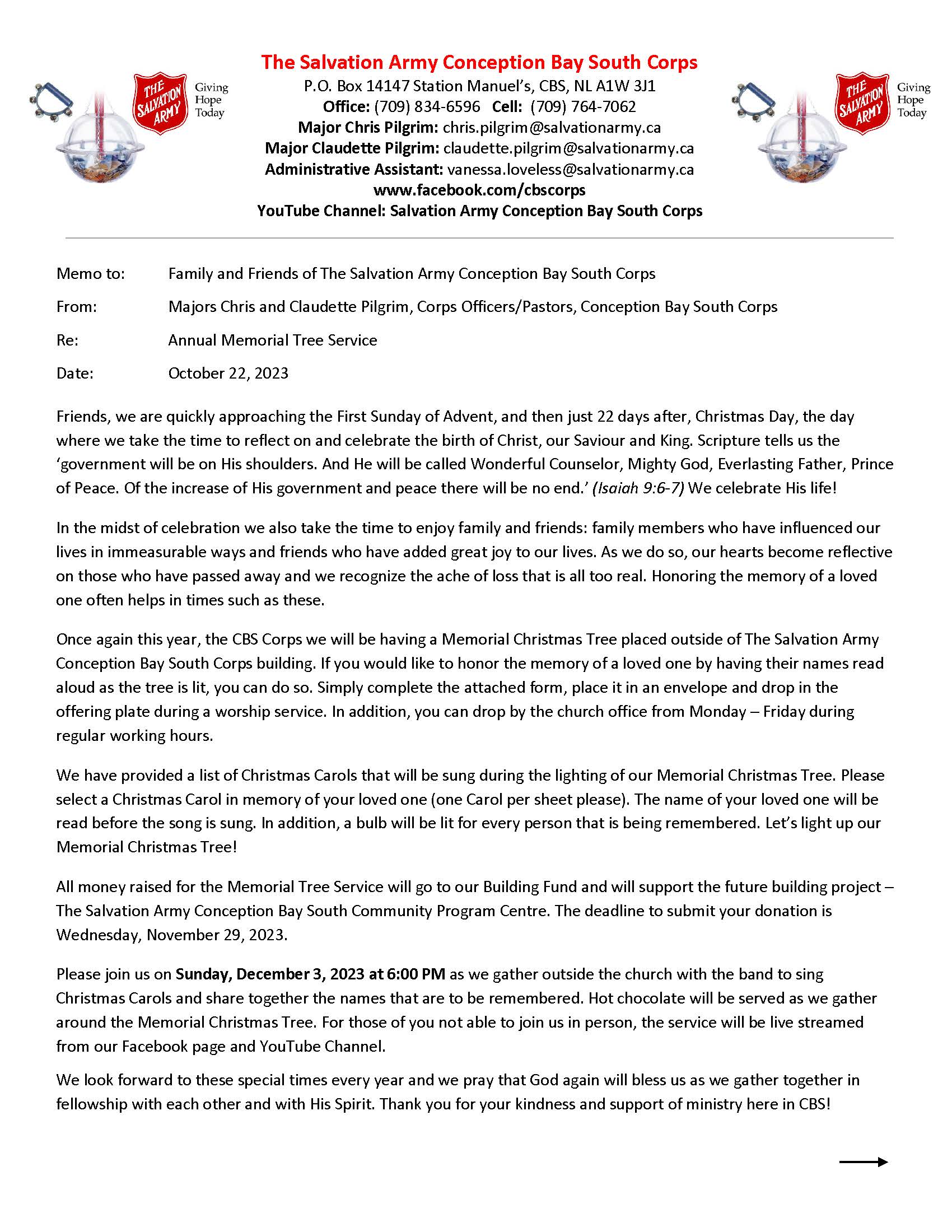 News Salvation Army Conception Bay South Corps